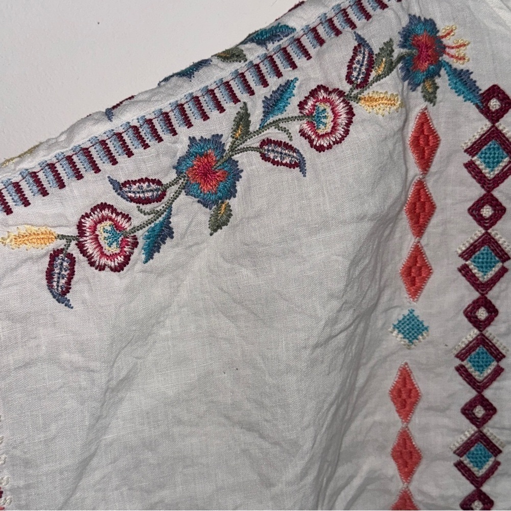 Johnny Was Embroidered Boho Poncho Top M White Multicolor - Picture 3 of 6